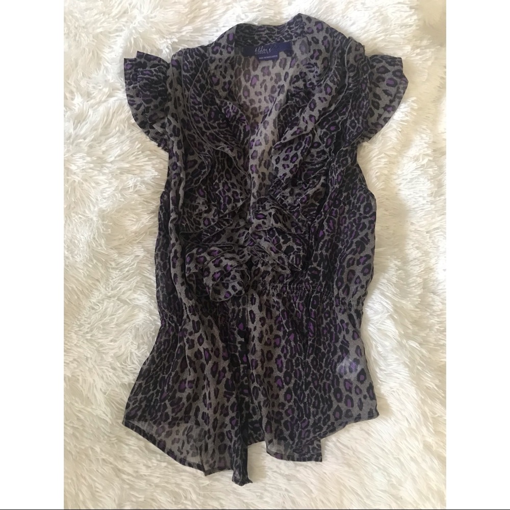 Purple Leopard Print Sheer Top